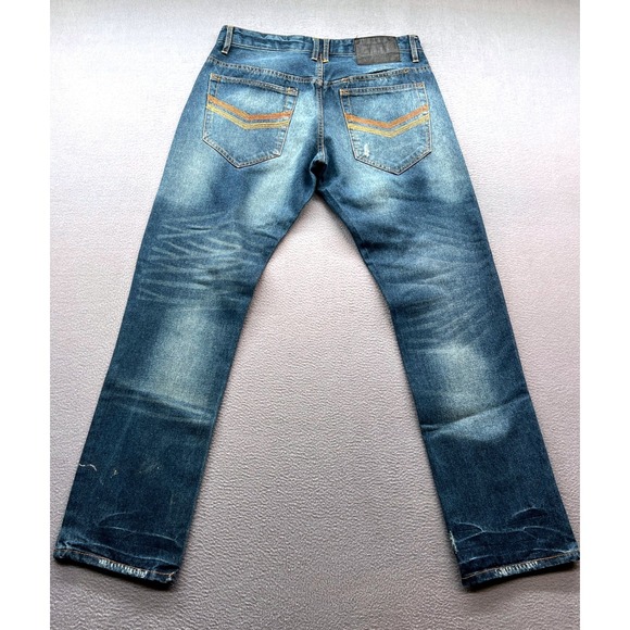 Brooklyns Own by Rocawear Jeans Mens 34x34 Athletic Fit Blue Distressed Denim - Picture 8 of 13